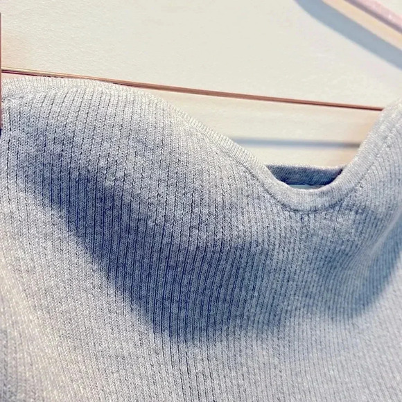 Open Edit Gray Ribbed Sweater Tube Top - Picture 4 of 8